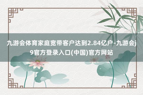 九游会体育家庭宽带客户达到2.84亿户-九游会j9官方登录入口(中国)官方网站